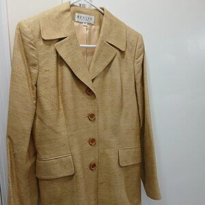 Vtg RENLYN New York 100% Silk Blazer/Skirt Suit sz 4
